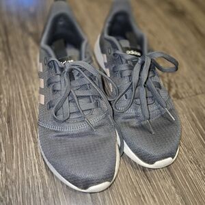 adidas Gray Sneakers with Pink Accents